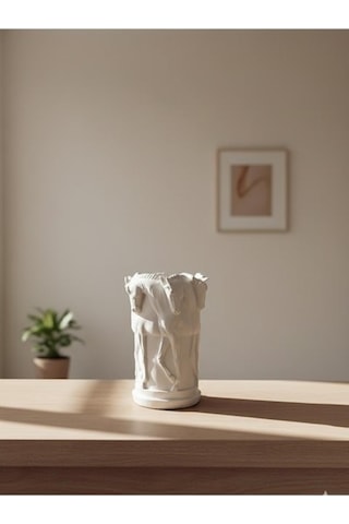 At Figürlü Dekoratif Vazo 30x22 Cm Polyester Heykel Formunda Çiçeklik Çok Renkli