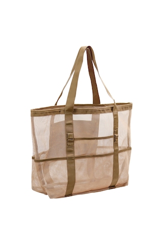 Springsun Kumada Gezici 8 Cepli Ağ Desenli Spor Yüzme Çanta - El/tek Omuz Taşıma, Dayanıklı Malzeme, 42x20x39 Cm Kahverengi