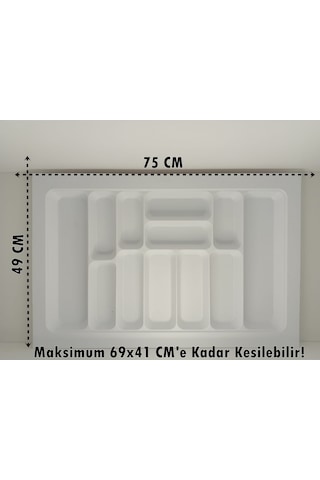 75x49 Cm. 12 Gözlü Beyaz Çekmece Içi Kaşıklık 69x41 Cm'e Kadar Kesilebilir - 75x49byz Beyaz