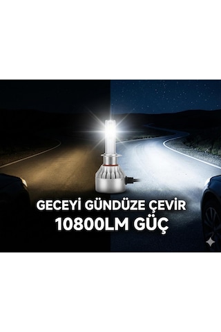 H1 Led Xenon Beyaz Far Ampulü 60w 10800lm 6000k Şimşek Etkili S-line Çiftli Set