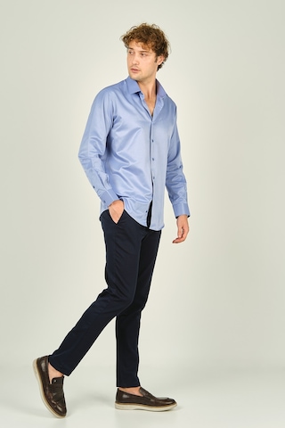 Figs Erkek Slim Fit Uzun Kollu Pamuklu Parlak Kumaş Gömlek 0013 Koyu Mavi Koyu Mavi