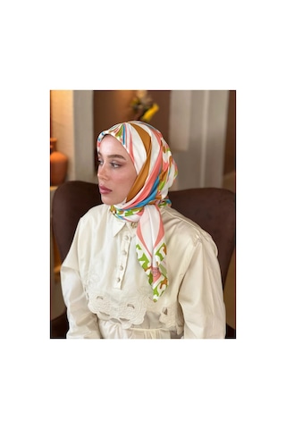 Mentoraly Modakaşmir Soyut Desenli Twill Eşarp Turkuaz