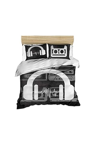 3d Baskılı %100 Pamuklu Müzik Yatak Takımı, Vintage Müzik Temalı Yatak Takımı, Tam/queen Boy Yorgan/nevresim Ta Genel