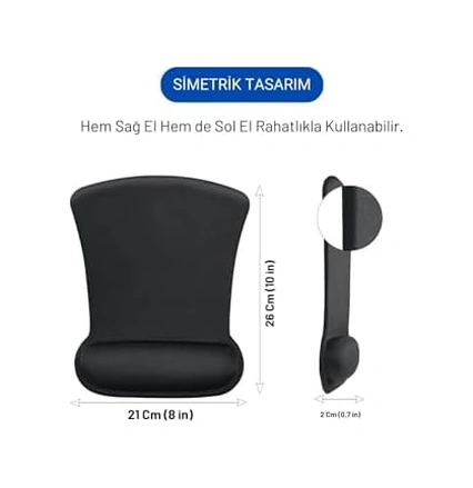 Ergocomfort Bilek Destekli Ergonomik Kaymaz Taban Mouse Pad, Bilek Koruyucu Tasarım