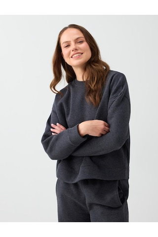 Jimmy Key Antrasit Melanj Loose Bisiklet Yaka Örme Sweatshirt 6ww238339972