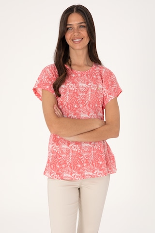 U.S. Polo Assn. Kadın Pembe Desenli Bisiklet Yaka Tişört 50305761-VR167