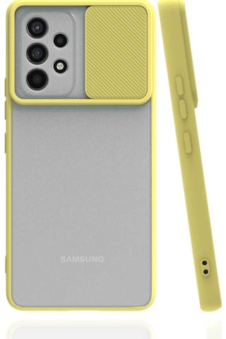 Noktaks - Samsung Galaxy Uyumlu A53 5g - Kılıf Slayt Sürgülü Arkası Buzlu Lensi Kapak - Pembe Açık