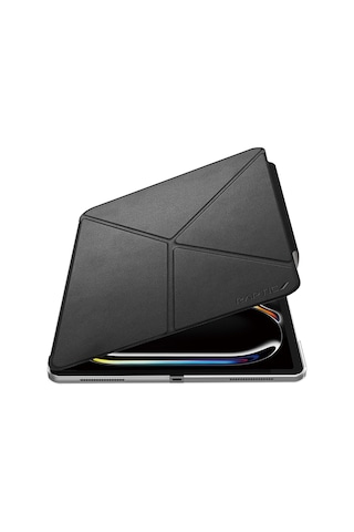 Apple Uyumlu iPad  Air 11 2024 Kılıf Raptic Clear Folio Arkası Şeffaf Katlanabilir Standlı Kılıf Siyah