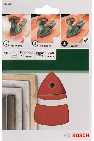 Bosch Multi Zımpara Kağıdı 10'lu 102 x 62/93 mm 240 Kum 11 Delik - 2609256A66