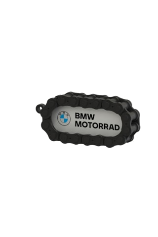 Bmw Logolu Özel Tasarım Zincir Detaylı Motosiklet Anahtarlığı Açık Mavi