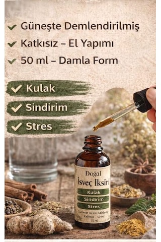 Geleceksel İsveç İksiri - Ev yapımı - Güneşte Demlendirilmiş - Katkısız Bitkisel Damla 50 ML Kulak Sindirim -- Bitkisel Destek