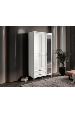 Gözde 3 Kapaklı Komple Mdf Aynalı Beyaz Gardırop