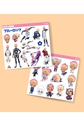 Bluelock-ryusei Shidou - Futbol Anime Telefon Sticker Seti Parlak Kağıt 2 Li Sarı