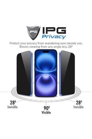 Apple iPhone 15 Pro Max Uyumlu İçin Ipg Privacy Hayalet Ekran Koruma Gizlilik