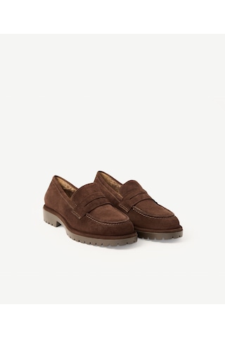 Yargıcı Kürklü Süet Loafer 26kkay4045x 003 Kahverengi