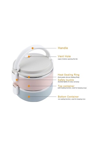 Yalıtımlı Öğle Yemeği Kutusu Taşınabilir Paslanmaz Çelik Yalıtımlı Öğle Yemeği Kutusu Öğle Yemeği Kutusu Gıda Kutusu 2 Katlı Çok Renkli