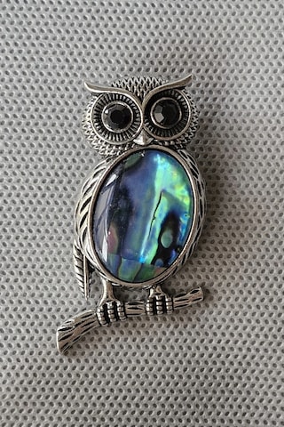 Abalon Shell Baykuş Motifi Sedef Broş Br10-3 Çok Renkli