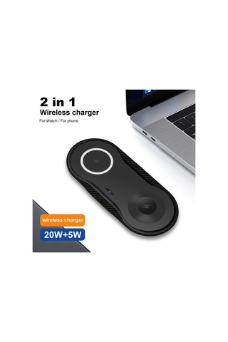 Jeemson 20w 2-in-1 Kablosuz Şarj Aleti, Samsung Saat 5 Pro İle Akıllı Telefonu Eş Zamanlı Hızlı Şarj Edin, Abs Malzeme, Taşınabilir, Ultra İnce