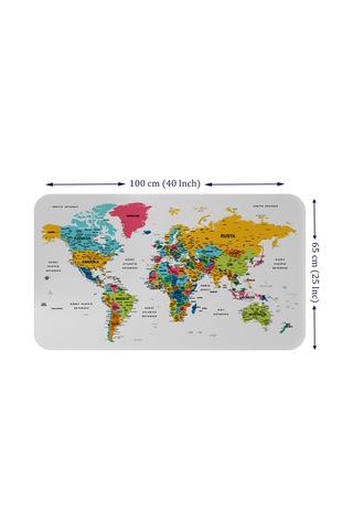 Türkçe Eğitici Ülke Ve Başkent Detaylı Atlası Dünya Haritası Duvar Sticker -60x105-3851 Çok Renkli