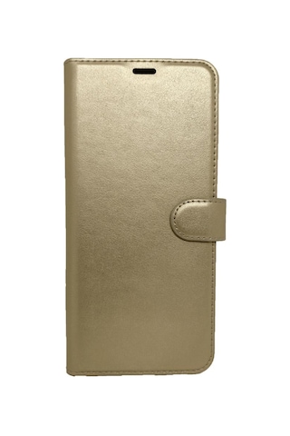 Oppo A6t Cüzdan Kapaklı Kılıf Kartlıklı Cüzdanlı Standlı Kopçalı Gold