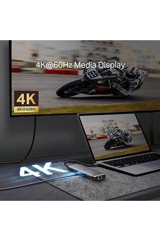 Uh9120c, 4k 60hz Hdmı, Gigabit Rj45 Port, 100w Hızlı Şarj, Sd Ve Microsd Kart Yuvası, 5gbps Data Transfer Hızı, 9'u Bir Arada Usb-c Hub