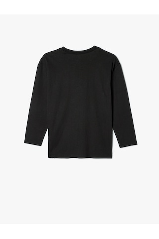 Koton Oversize Tişört Uzun Kollu Bisiklet Yaka Pamuklu Siyah 5wkb10434tk Siyah