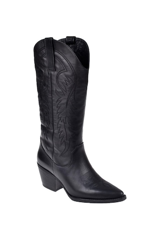 Pullman Hakiki Deri İşlemeli Western Kadın Çizme Plm-011 Siyah-siyah Siyah