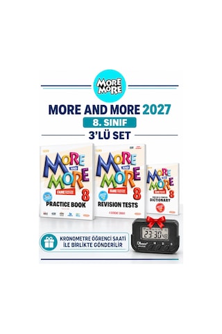 Güncel 8.sınıf 8 More&more Practice Book&dıctıonary Readers & Skılls + Gramer And Vocabulary 3 Lü Set +kronometre