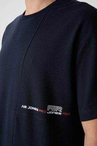 Air Jones Tommy Life Lacivert Pamuklu Kalın Yüzeyi Dokulu Oversize Fit Baskılı Erkek T-shirt - 88370 Lacivert
