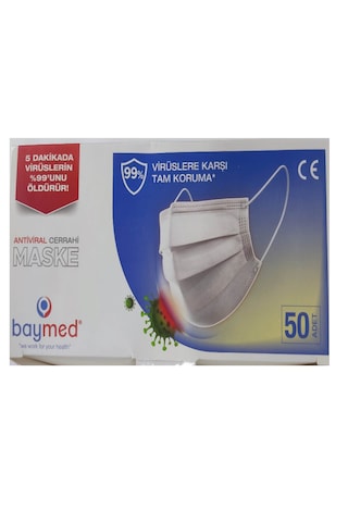 3 Katlı Beyaz Maske Cerrahi Yetişkin 10 Kutu 500 Adet