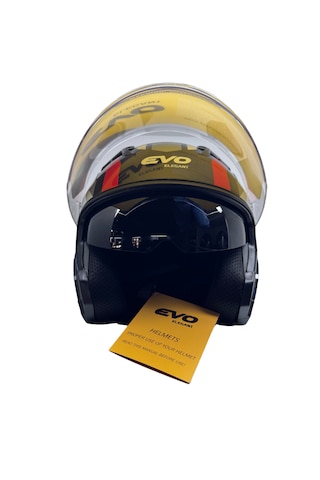 Kask Evo Marka Çenesiz Yarım Kask Siyah -Kırmızı