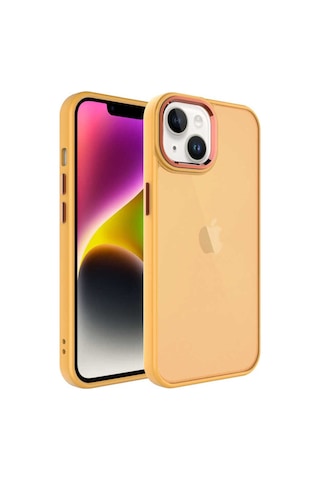 Apple Uyumlu iPhone 14 Plus Kılıf Buzlu Sert Pc Zore May Kapak Turuncu