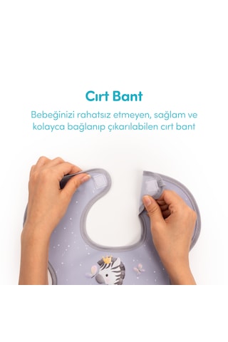 Sevi Bebe Cırtlı Muşamba Önlük Zebra Art 22-183 Lila