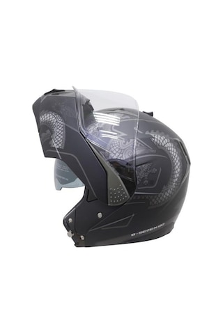 Beon B700 Dragon Çene Açılır Vizörlü Kask Gri - Siyah