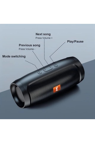 Primepickings Red Portable Kablosuz Hoparlör T-flash Usb Bellek Çalarlı Bass Ses Yüksek Volüm Uzun Ömür