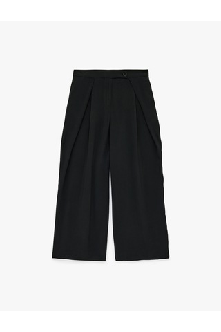Koton Normal Bel Modal Geniş Paça Pileli Pantolon Siyah 6sal40099ıw