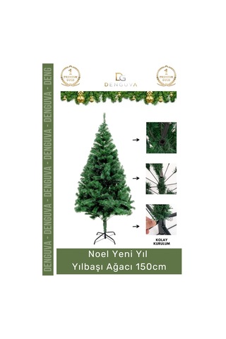 Yılbaşıağacı Kaliteli Dekoratif Lüks Yılbaşı Çam Ağacı Sık Yapraklı Yeşil Noel Paket 150 Cm 240 Dal Standart