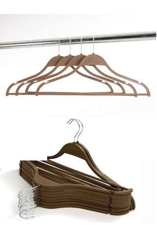 10'lu Siyah, Beyaz, Kahve Plastik Askı Seti Dayanıklı Kıyafet Askıları, Ev Ve Ofis Kullanımı İçin Kahverengi