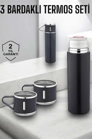 Bfs Paslanmaz Çelik 3 Lü Termos Seti Vakumlu Ve 8 Saat Isı Koruma Çok Renkli