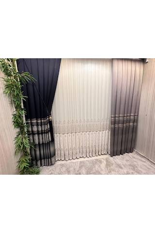 Nivemeshome Ft632255 V-5422 Antakya Gri 1/3 Sık Pileli Fon Perde Apm Gri