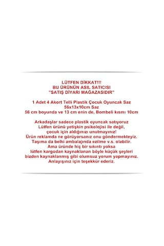 Saz Bağlama Eğitici Ve Öğretici 4 Telli 56x13x10cm Oyuncak Saz