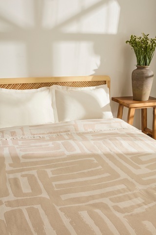 Kaşmir Home Mosy Çift Kişilik Jakar Muslin Pike Bej Bej