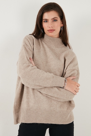 Lela Oversize Fit Balıkçı Yaka Yumuşak Dokulu 2'Li Paket Triko Bayan Kazak 680Kz00469S2 Vizon-Açık Gri