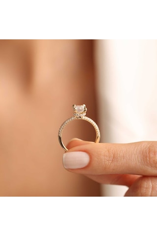 Altın Tektaş Baget Yüzük T12553 Renkli