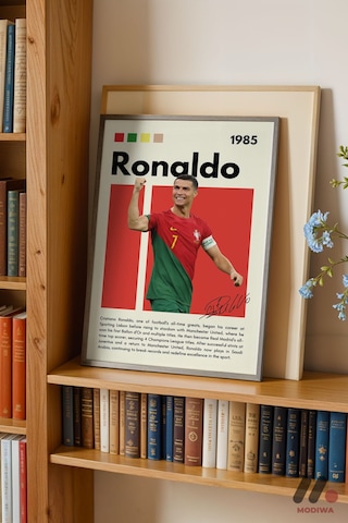 Ronaldo Futbol Posteri, Siyah Çerçeveli Duvar Tablosu - Spor Severlere Hediye