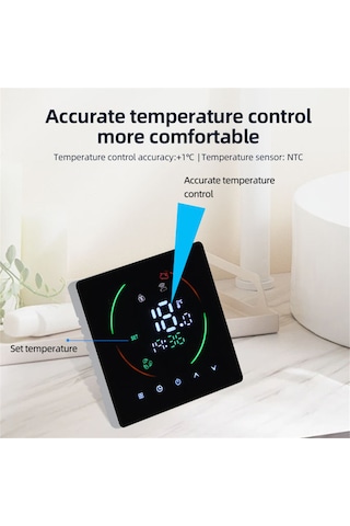 Reedark Akıllı Wifi Termostat - Su Isıtma Kontrolü, Haftalık Programlanabilir, Lcd Ekranlı, Tuya Uyumlu Siyah