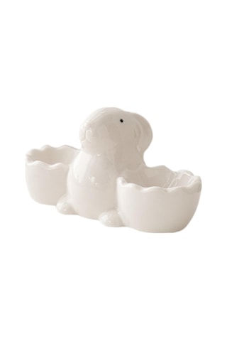 Suntek Seramik Yumurta Kupası Masa Tepsisi Ev Dekoru Beyaz