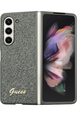 Galaxy Z Fold 5 Uyumlu Kılıf Guess Lisanslı Yazı Logolu Glitter Flakes Kapak Haki