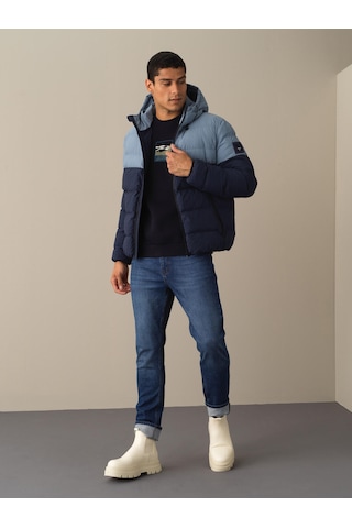 Xint Lacivert Regular Fit Kapüşonlu Şişme Mont 190506