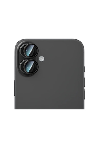 Apple Uyumlu iPhone 16 Caseworld Alloy Serisi Oleofobik Anti Reflective Kamera Lens Koruyucu Siyah